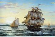 unknow artist Seascape, boats, ships and warships. 65 oil painting on canvas